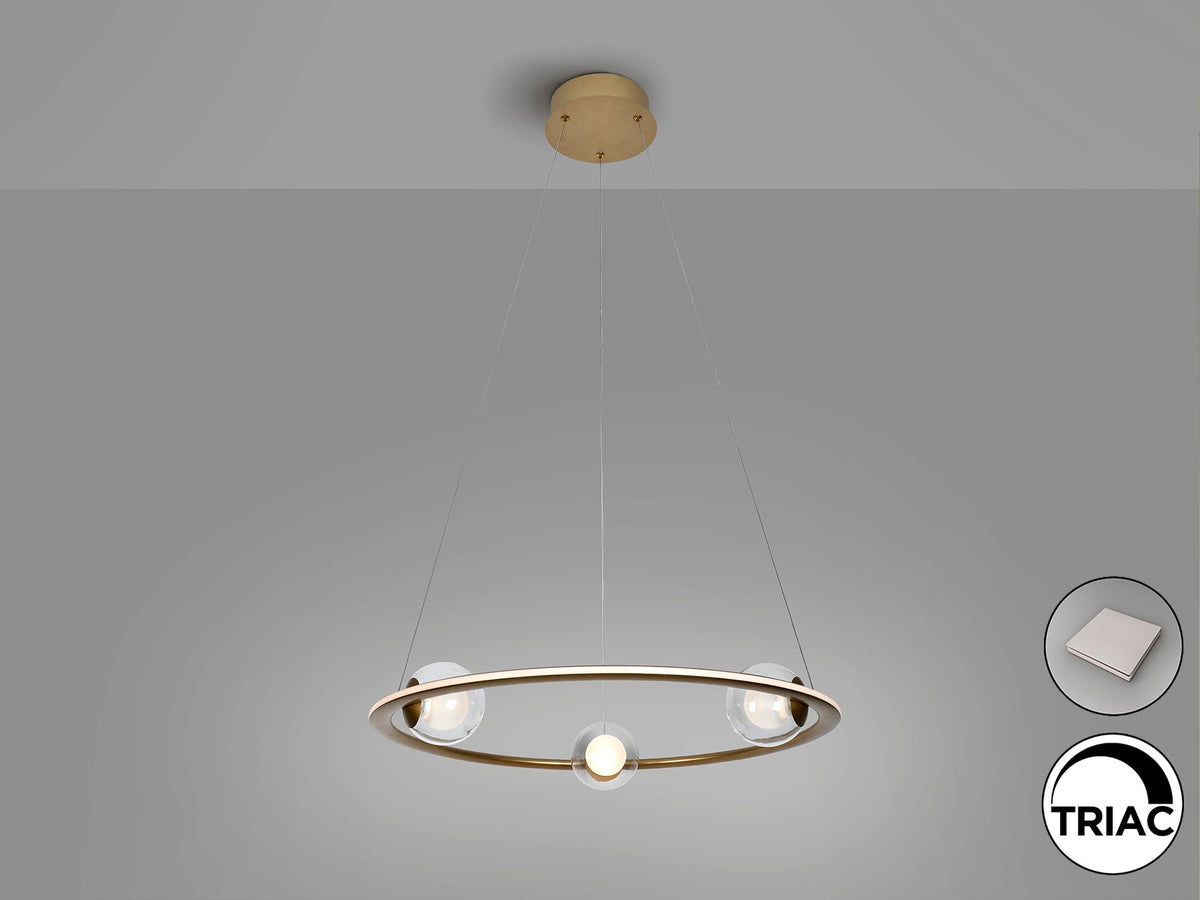 Висяща LED лампа Tirsa с 3 стъклени сфери – изглед 3