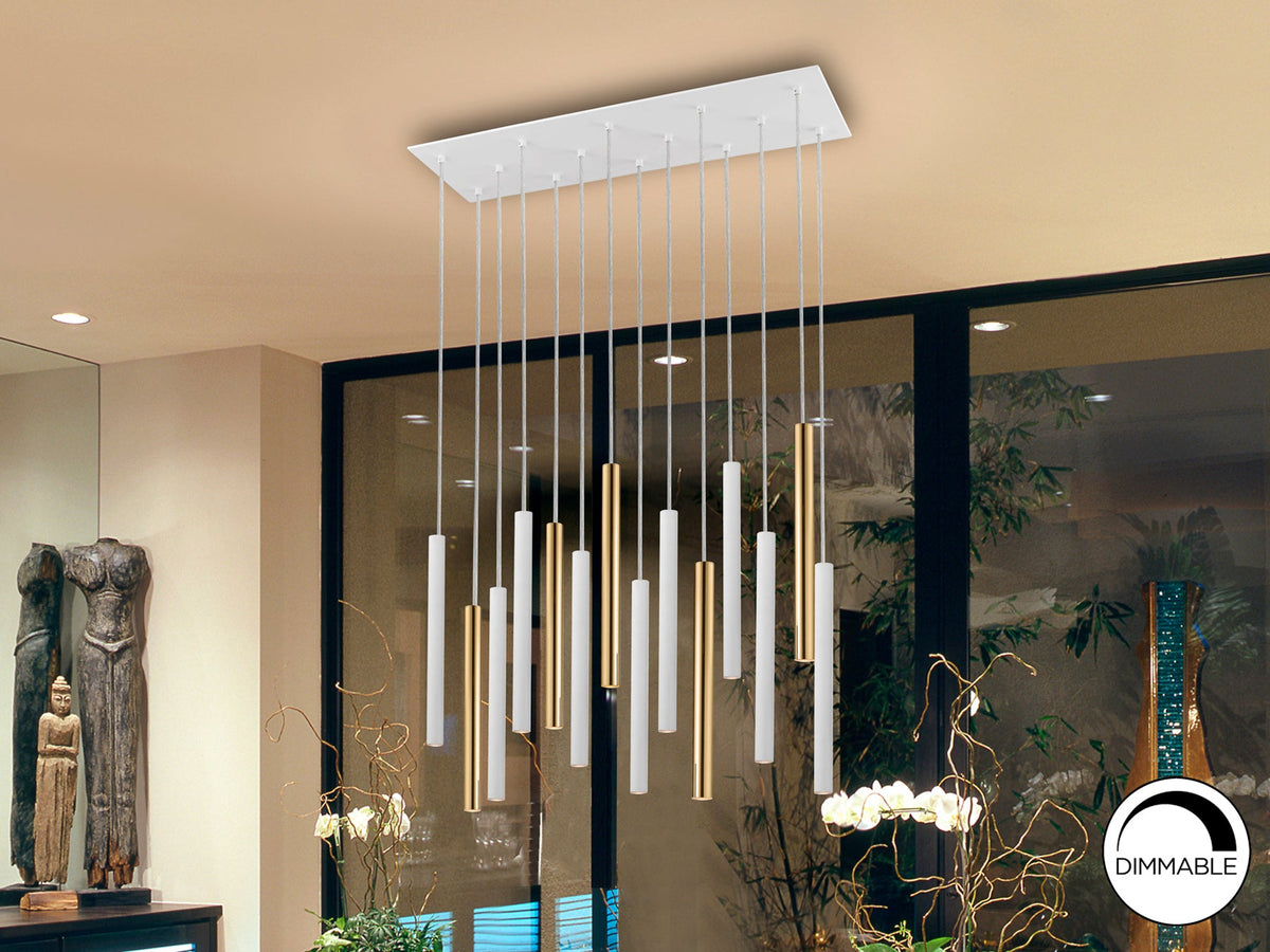 Висяща LED лампа Varas 14L в злато и матово бяло