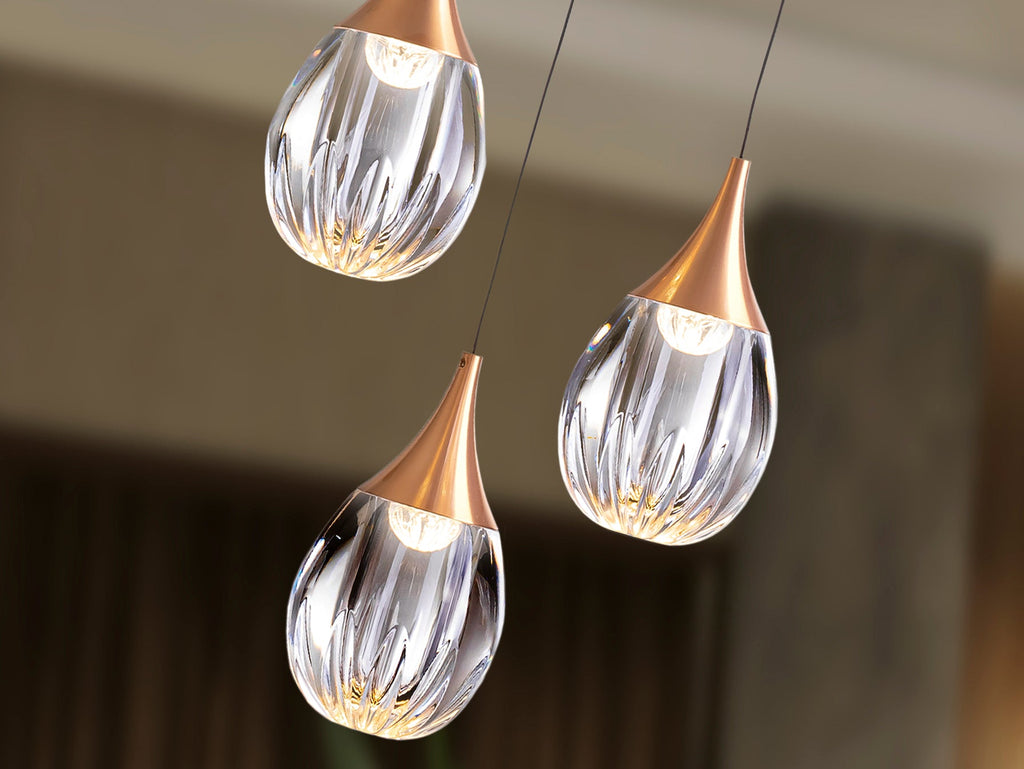 Висяща LED лампа Corina 3L с 3 прозрачни акрилни абажура – изглед 2