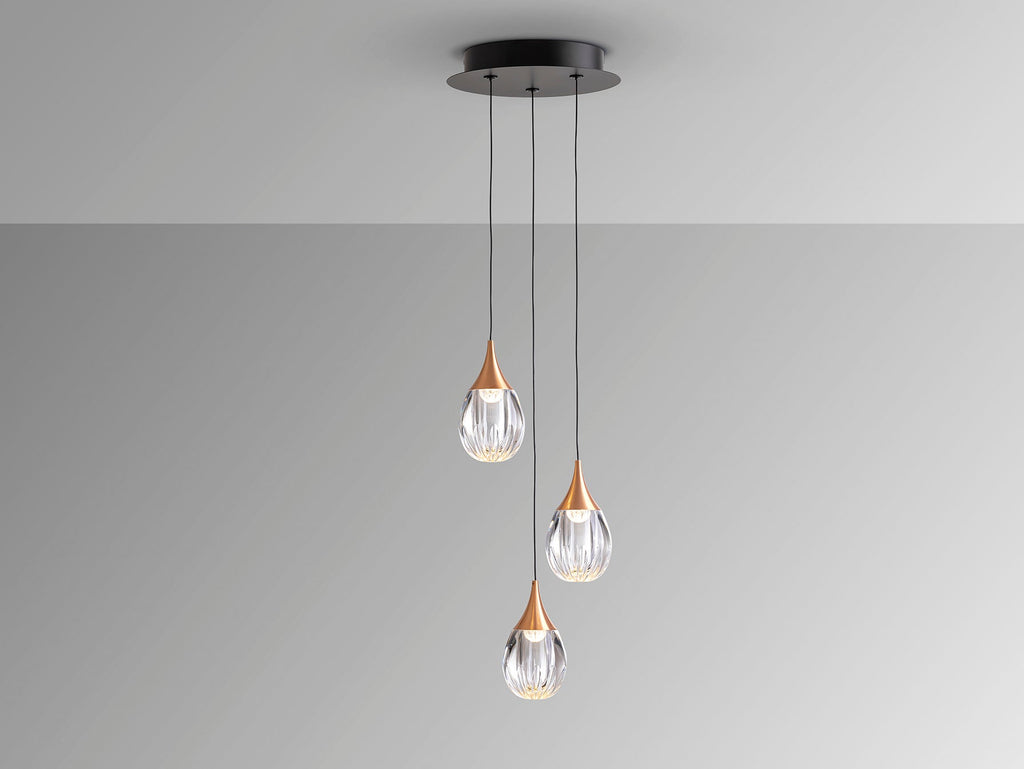 Висяща LED лампа Corina 3L с 3 прозрачни акрилни абажура – изглед 3