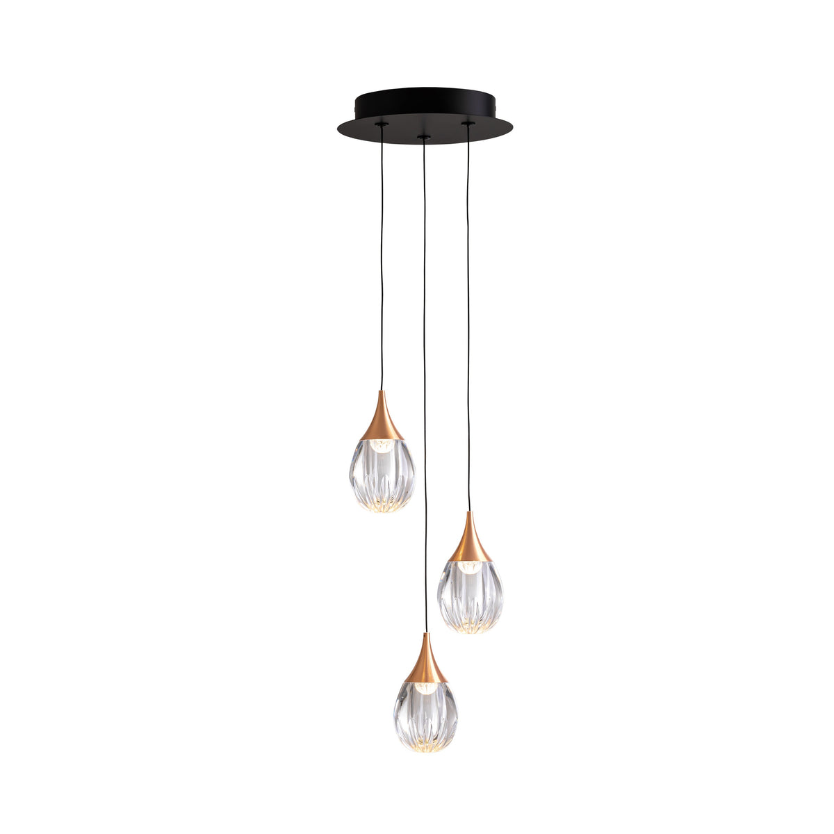 Висяща LED лампа Corina 3L с 3 прозрачни акрилни абажура – изглед 4