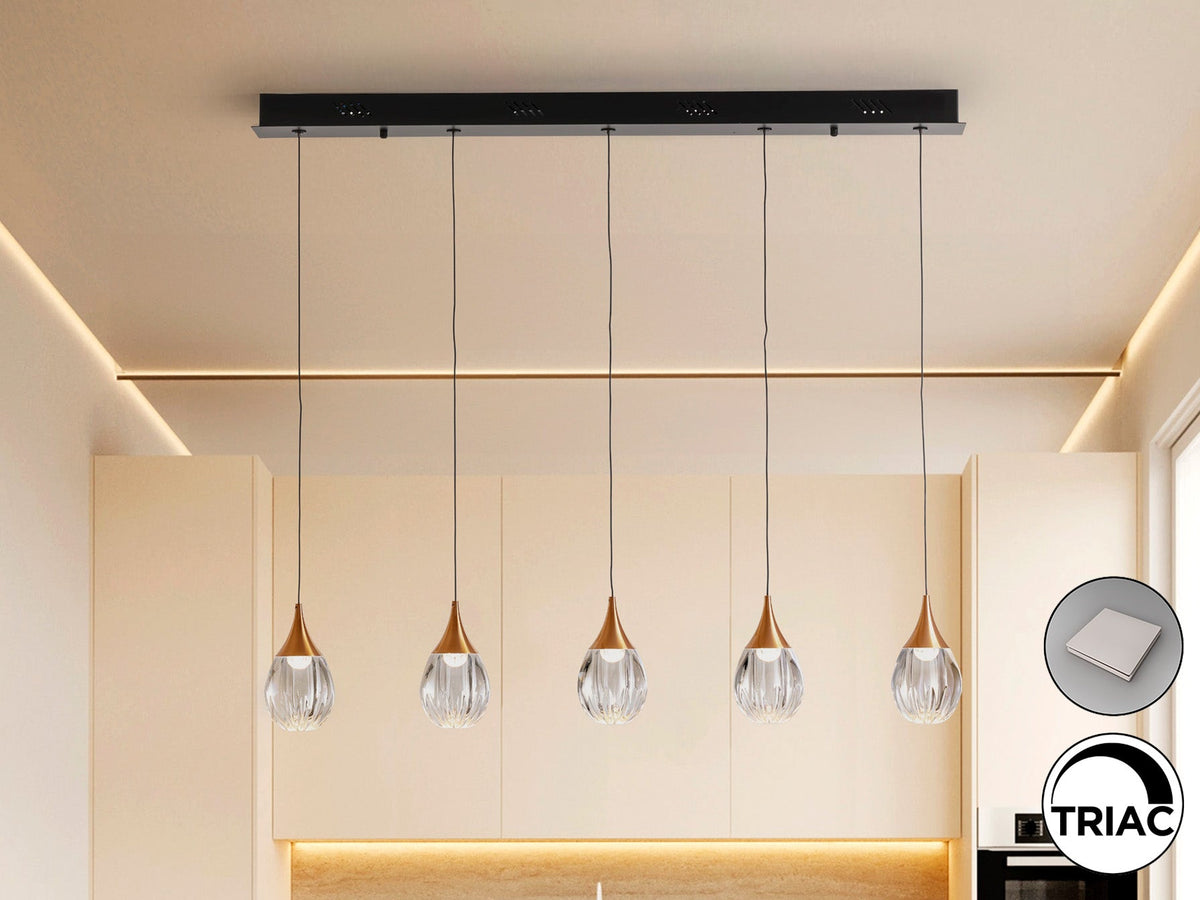 Висяща LED лампа Corina 5L с 5 прозрачни акрилни абажура