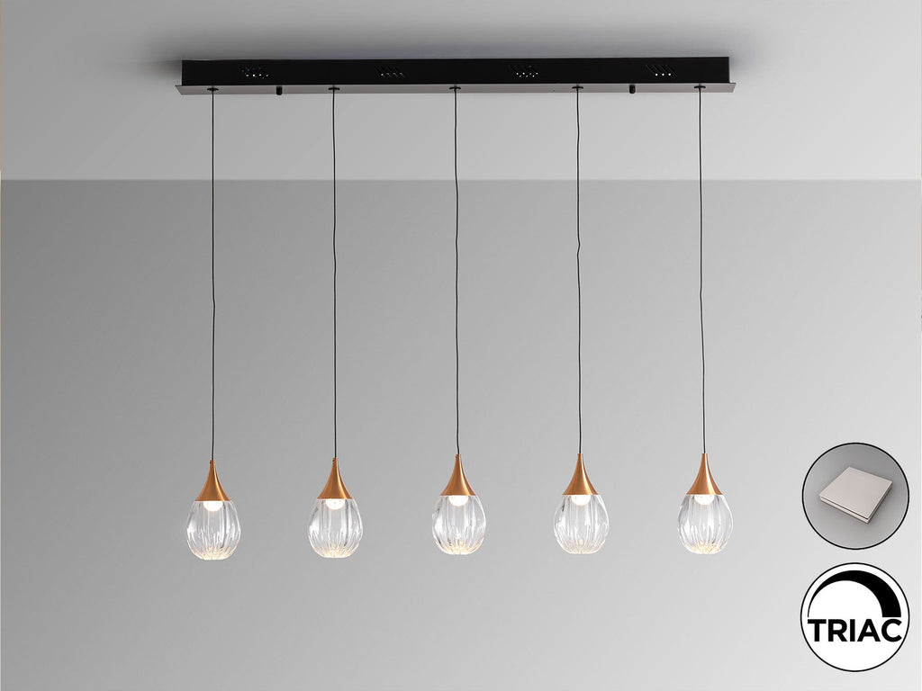 Висяща LED лампа Corina 5L с 5 прозрачни акрилни абажура – изглед 3