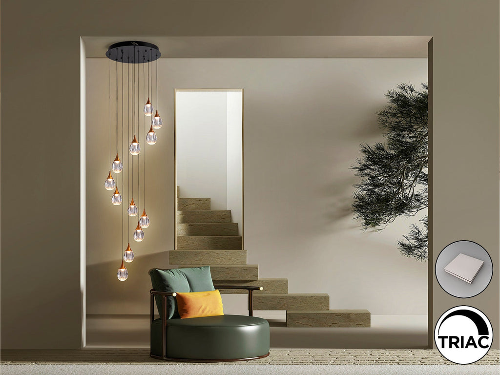 Висяща LED лампа Corina 12L в матово черно – детайлен изглед