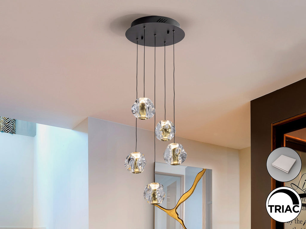 Висяща LED лампа Zaria 5L със златисти детайли