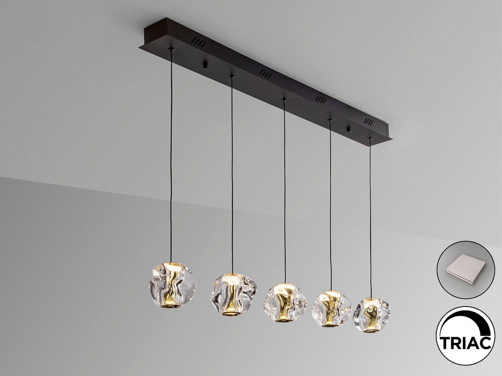 Висяща LED лампа Zaria 5L с прозрачни акрилни абажури