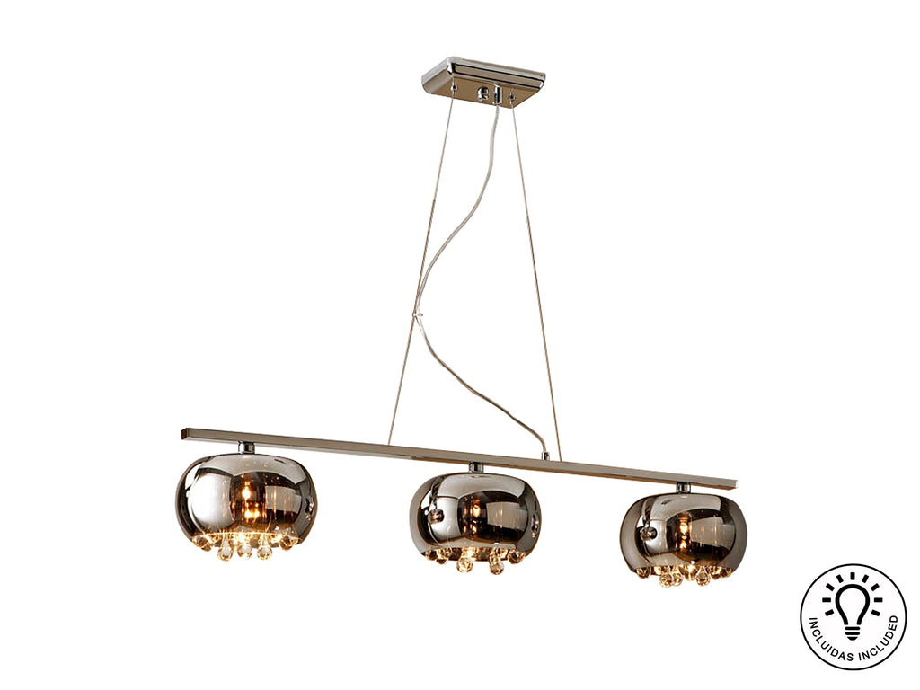 Висяща лампа Argos 3L в хром с кристални капки Мурано – детайлен изглед