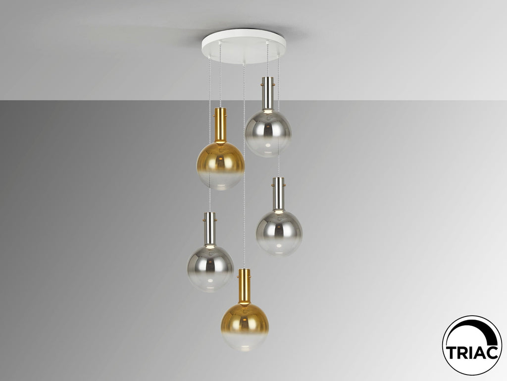 Висяща LED лампа Matices 5L с 5 стъклени абажура – изглед 2