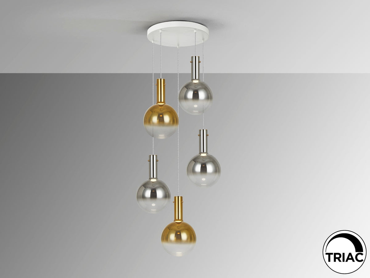 Висяща LED лампа Matices 5L с 5 стъклени абажура – изглед 2
