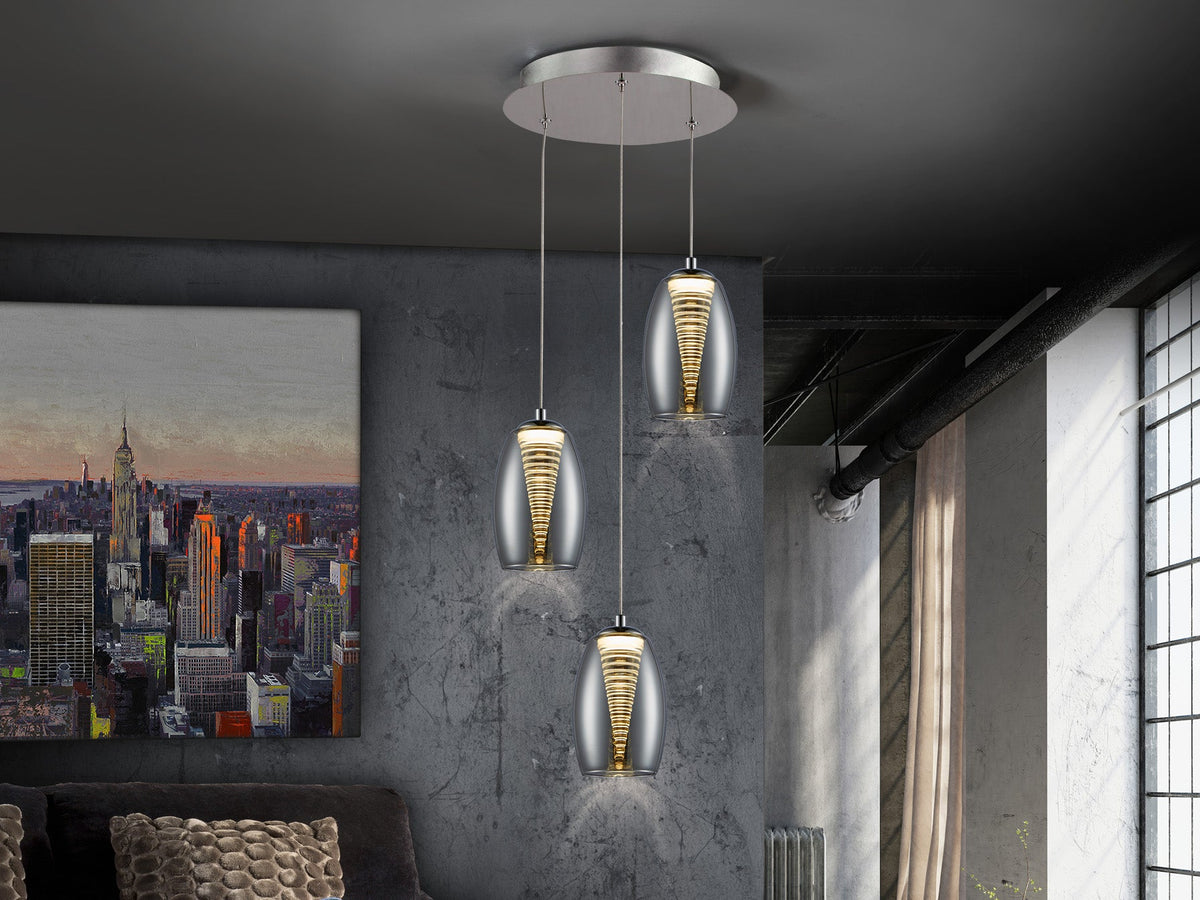 Висяща LED лампа Nebula 3L с 3 двойни абажура