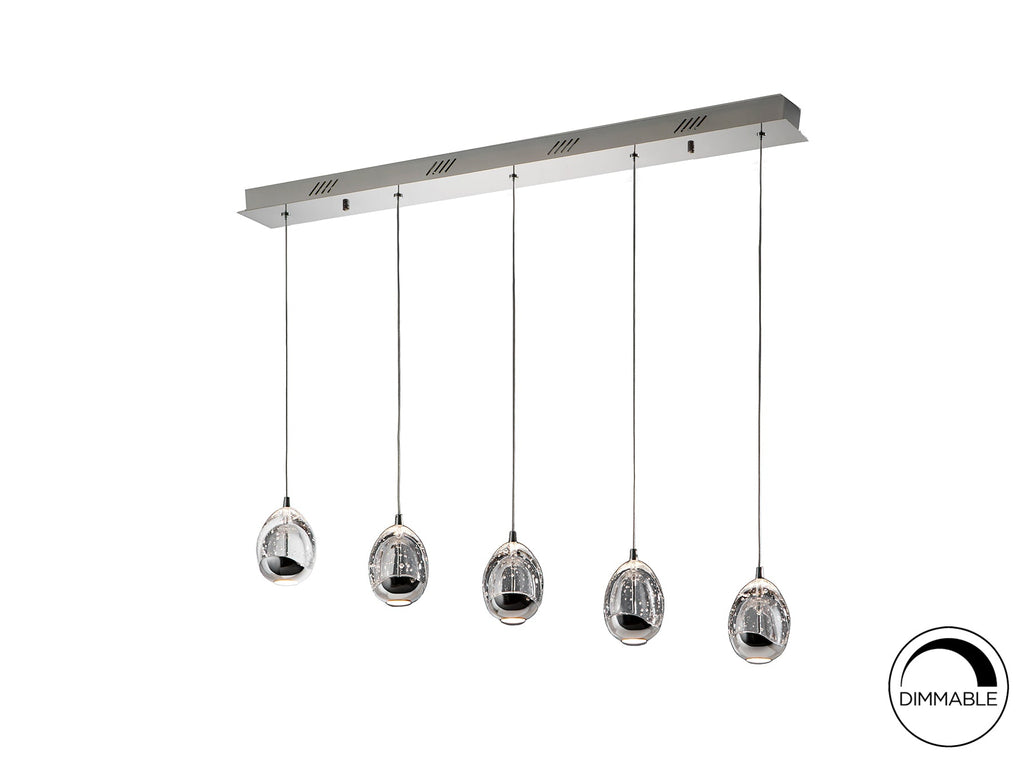 Висяща LED лампа Rocio 5L в хром, димируема – изглед 2