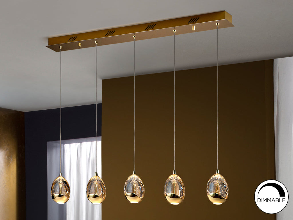 Висяща LED лампа Rocio 5L със шампанско стъкло