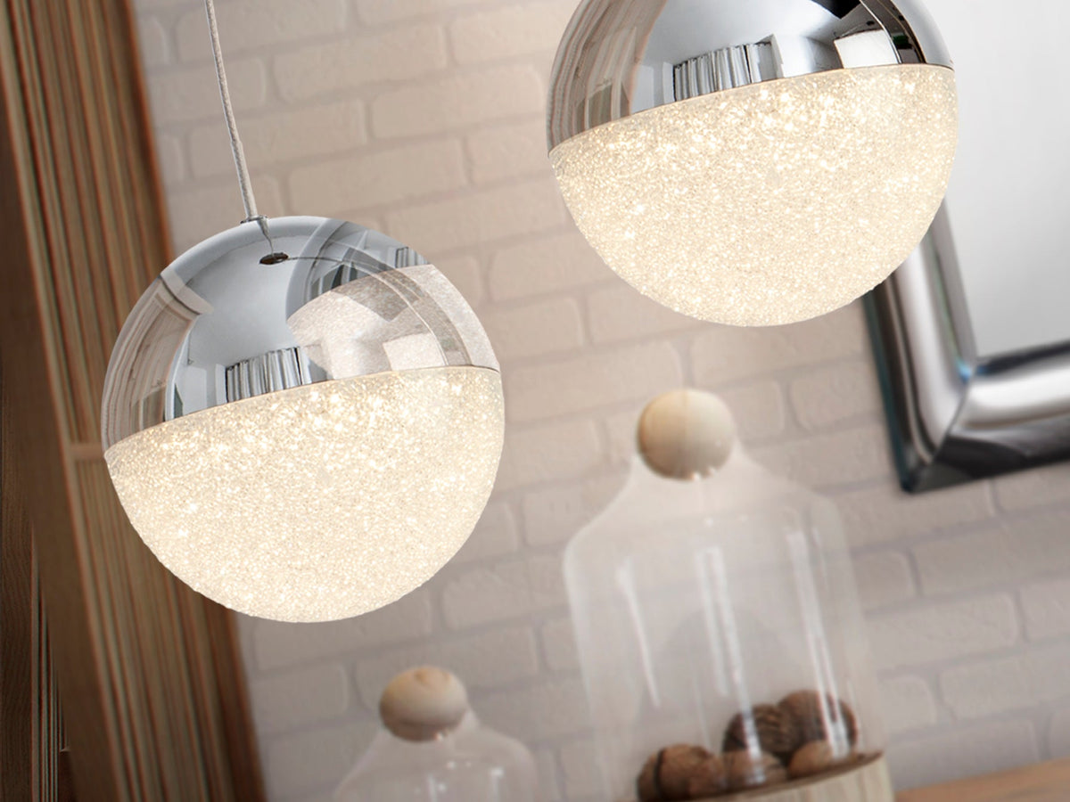 Висяща LED лампа Sphere със сфера Ø12 см в хром – изглед 2