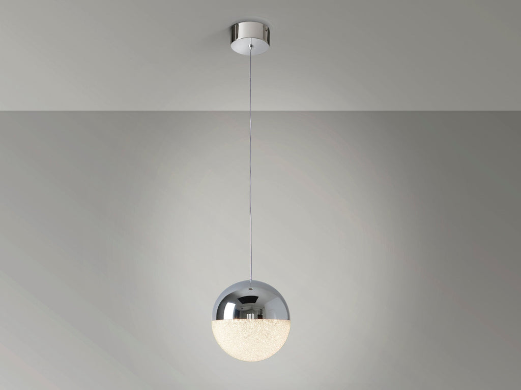 Висяща LED лампа Sphere със сфера Ø20 см в хром – изглед 3