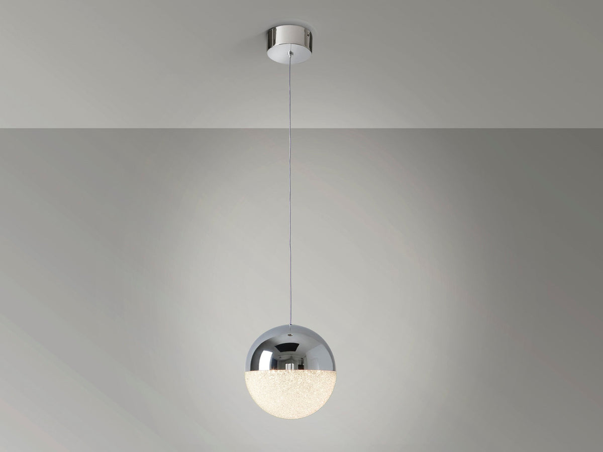 Висяща LED лампа Sphere със сфера Ø20 см в хром – изглед 3