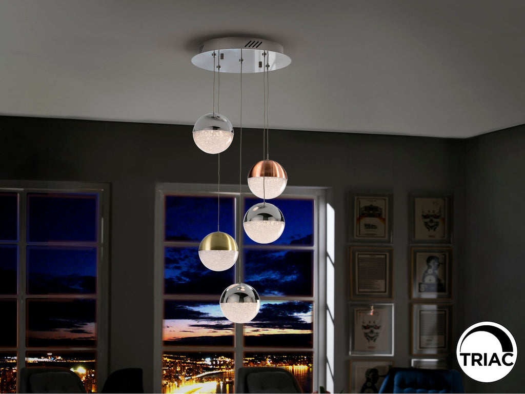 Висяща LED лампа Sphere 5L с 5 сферични абажура