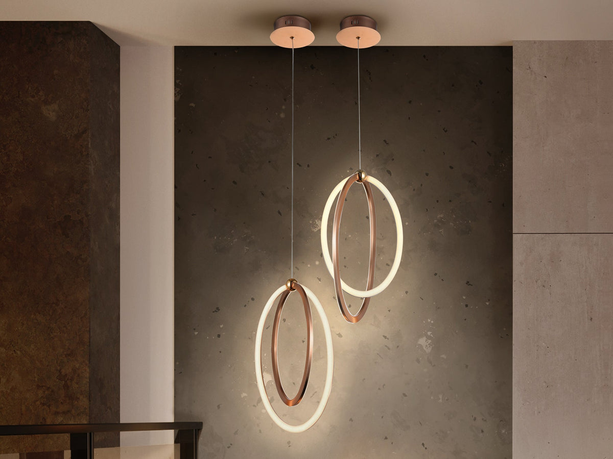 Висяща LED лампа Ocellis 22W в розово злато – изглед 3